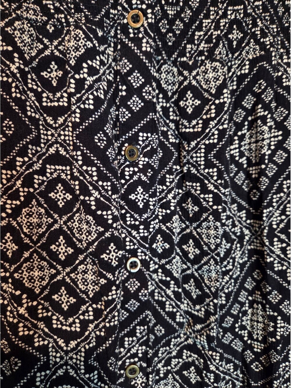 Knox Rose Black and White Patterned Button-Up Dress Medium - Picture 2 of 4